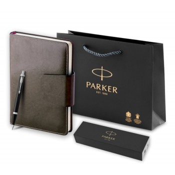 Подарочный набор: Шариковая ручка Parker IM Metal Black CT и и Ежедневник недатированный А5 черный