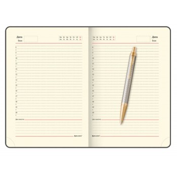 Подарочный набор:Шариковая ручка Parker IM Premium Warm Silver (grey) GT и Ежедневник недатированный А5 черный