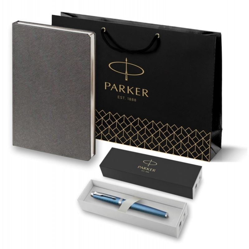 Подарочный набор: Ручка роллер Parker IM Premium T318 Blue Grey CT, цвет чернил черный и  ежедневник серебристого цвета



<b>Статус</b>: новый