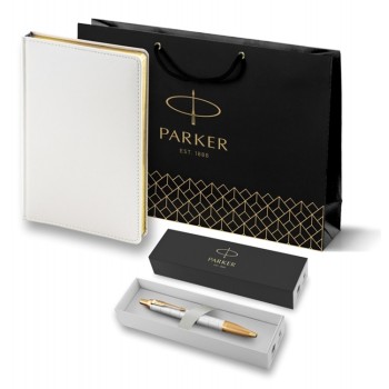 Подарочный набор: Ручка шариковая Parker IM Premium K318 Pearl GT, цвет чернил синий и белый недатированный ежедневник с золотым срезом



<b>Статус</b>: нов?