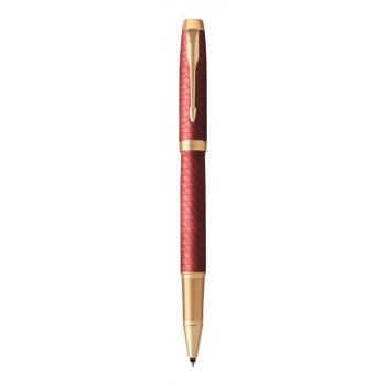 Подарочный набор: Ручка роллер Parker IM Premium T318 Red GT, цвет чернил черный и красный недатированный ежедневник с золотым срезом
