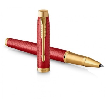 Подарочный набор: Ручка роллер Parker IM Premium T318 Red GT, цвет чернил черный и красный недатированный ежедневник с золотым срезом