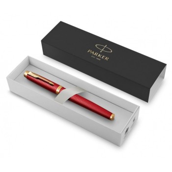 Подарочный набор: Ручка роллер Parker IM Premium T318 Red GT, цвет чернил черный и красный недатированный ежедневник с золотым срезом