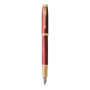 Подарочный набор: Ручка перьевая Parker IM Premium F318 Red GT, цвет чернил синий и красный недатированный ежедневник с золотым срезом