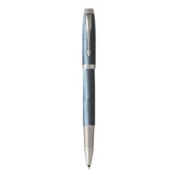 Подарочный набор: Ручка роллер Parker IM Premium T318 Blue Grey CT, цвет чернил черный и  ежедневник серебристого цвета