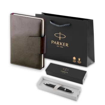 Подарочный набор: Шариковая ручка Parker IM Mat Black CT и Ежедневник недатированный А5 черный
