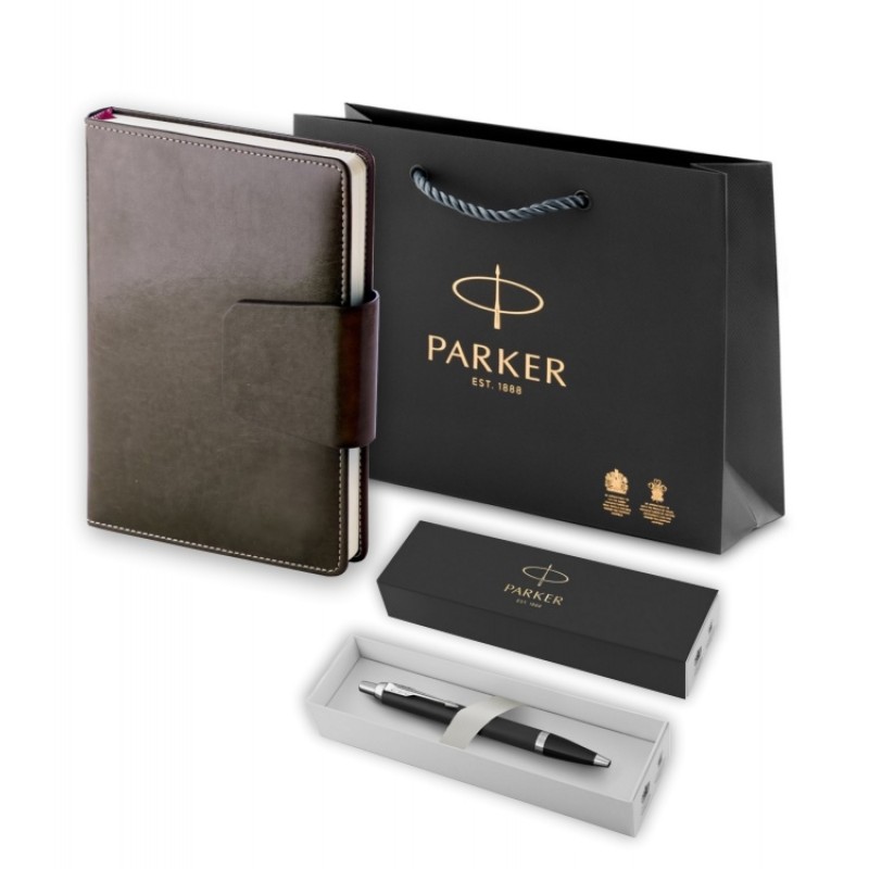 Подарочный набор: Шариковая ручка Parker IM Mat Black CT и Ежедневник недатированный А5 черный