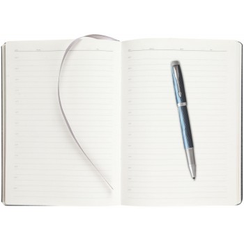 Подарочный набор: Ручка роллер Parker IM Premium T318 Blue Grey CT F черные чернила и Ежедневник недатированный, серый