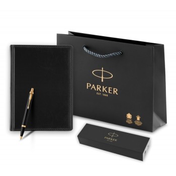 Подарочный набор: Ежедневник недатированный и Шариковая ручка Parker IM Metal, цвет: Black GT