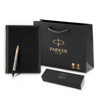 Подарочный набор: Ежедневник недатированный и Шариковая ручка Parker IM Metal, цвет: Brushed Metal GT