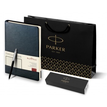 Подарочный набор: Шариковая ручка Parker Jotter K60 и ежедневник недатированный черный