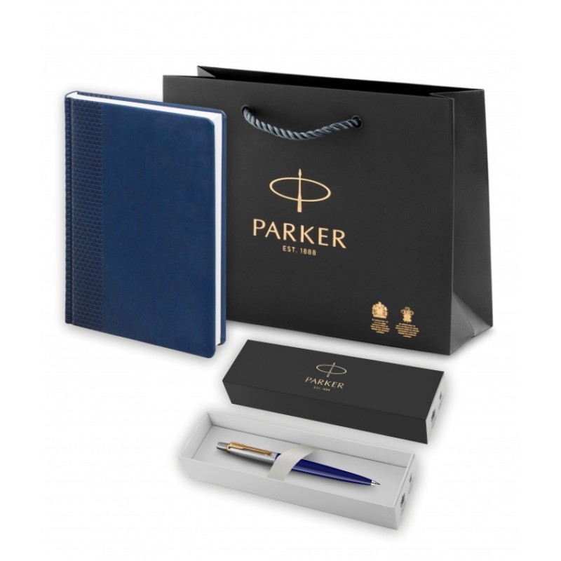 Подарочный набор: Шариковая ручка Parker Jotter K160, цвет: Blue/GT, стержень: M, цвет чернил: blue, в подарочной упаковке и Ежедневник недатированный
