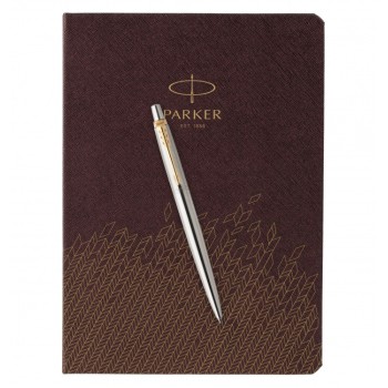 Подарочный набор: Шариковая ручка Parker Jotter Essential, St. Steel GT и Ежедневник  недатированный, коричневый