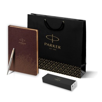 Подарочный набор: Шариковая ручка Parker Jotter Essential, St. Steel GT и Ежедневник  недатированный, коричневый
