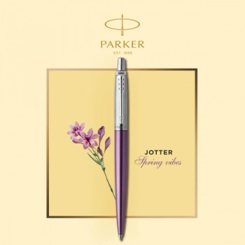 Подарочный набор: Шариковая ручка Parker Jotter Essential, Victoria Violet CT и Ежедневник недатир., серебр. срез, фиолетовый