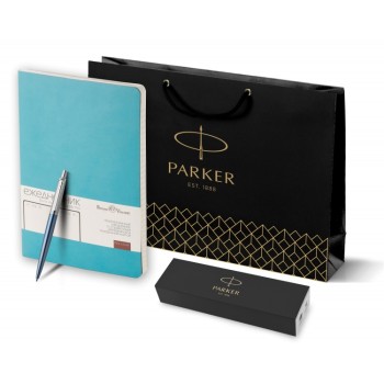 Подарочный набор: Шариковая ручка Parker Jotter Essential, Waterloo Blue CT и Ежедневник недатированный бирюзовый