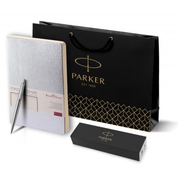 Подарочный набор: Шариковая ручка Parker Jotter Essential, St. Steel СT и Ежедневник недатированный серебристый