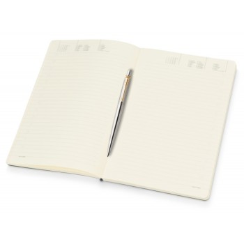 Подарочный набор: Шариковая ручка Parker Jotter Essential, St. Steel GT и Ежедневник недатированный серебристый