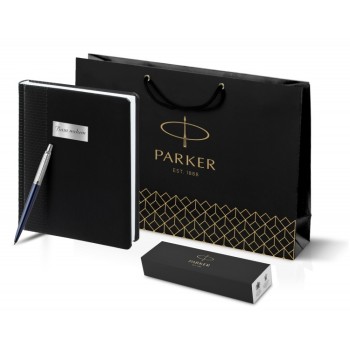 Подарочный набор: Шариковая ручка Parker Jotter Essential, Royal Blue CT и Ежедневник недатированный черный