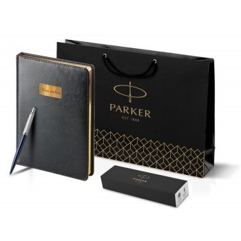 Подарочный набор: Шариковая ручка Parker Jotter Essential, Royal Blue CT и Ежедневник черный недатированный