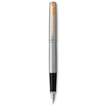 Подарочный набор: Ручка перьевая Parker Jotter Stainless Steel GT, Mblue и Ежедневник  недатированный, чёрный