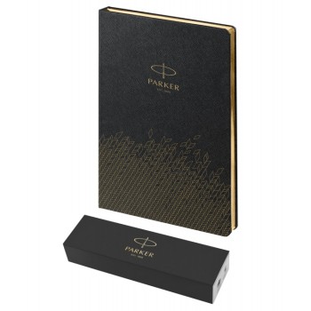 Подарочный набор: Ручка перьевая Parker Jotter Stainless Steel GT, Mblue и Ежедневник  недатированный, чёрный
