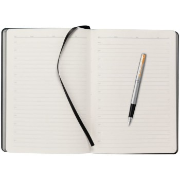 Подарочный набор: Ручка перьевая Parker Jotter Stainless Steel GT, Mblue и Ежедневник  недатированный, чёрный
