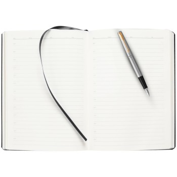 Подарочный набор: Ручка перьевая Parker Jotter Stainless Steel GT и Ежедневник недатированный черный с золотистым срезом