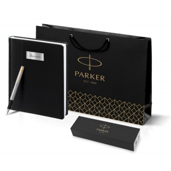 Подарочный набор: Ручка перьевая Parker Jotter Stainless Steel GT и Ежедневник недатированный черный
