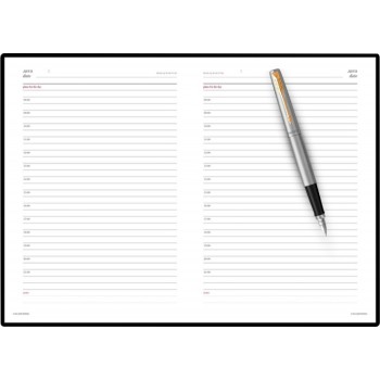 Подарочный набор: Ручка перьевая Parker Jotter Stainless Steel GT и Ежедневник черный недатированный