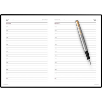 Подарочный набор: Ручка перьевая Parker Jotter Stainless Steel GT и Ежедневник синий недатированный