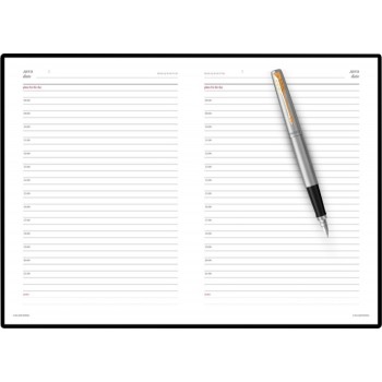 Подарочный набор: Ручка перьевая Parker Jotter Stainless Steel GT и Ежедневник золотистый недатированный