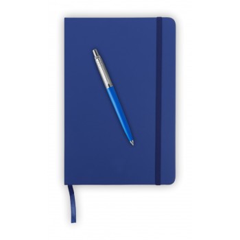Подарочный набор: Шариковая ручка Parker Jotter ORIGINALS BLUE CT, стержень: Mblue В БЛИСТЕРЕ и блокнот ярко-синего цвета
