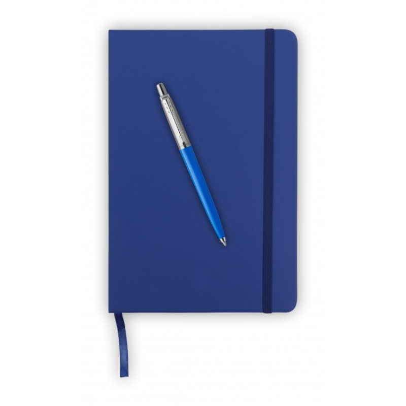 Подарочный набор: Шариковая ручка Parker Jotter ORIGINALS BLUE CT, стержень: Mblue В БЛИСТЕРЕ и блокнот ярко-синего цвета