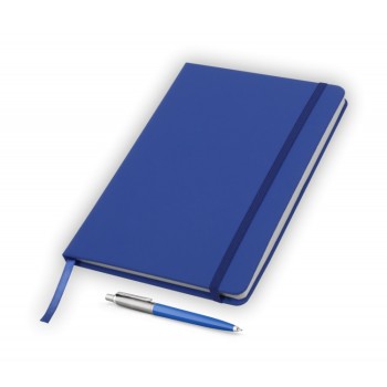 Подарочный набор: Шариковая ручка Parker Jotter ORIGINALS BLUE CT, стержень: Mblue В БЛИСТЕРЕ и блокнот ярко-синего цвета