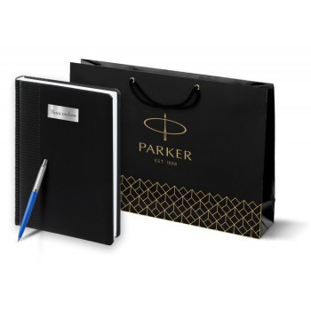 Подарочный набор: Шариковая ручка Parker Jotter ORIGINALS BLUE CT, стержень: Mblue  и Ежедневник недатированный черный