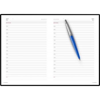 Подарочный набор: Шариковая ручка Parker Jotter Originals Blue Chrom CT, стержень: Mblue  и Ежедневник черный недатированный