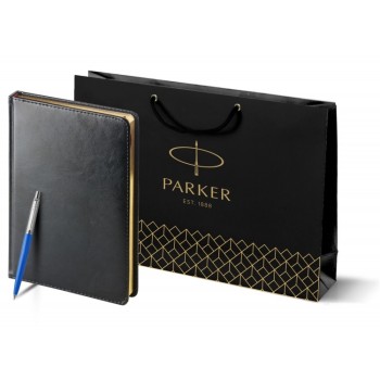Подарочный набор: Шариковая ручка Parker Jotter Originals Blue Chrom CT, стержень: Mblue  и Ежедневник черный недатированный