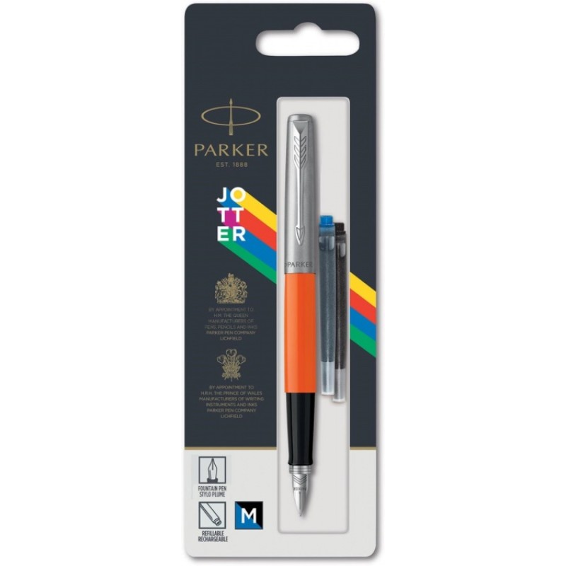 Перьевая ручка Parker Jotter, цвет ORIGINALS ORANGE CT, цвет чернил синий/черный, толщина линии M, В БЛИСТЕРЕ
