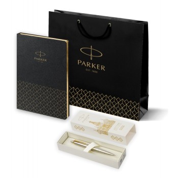 Подарочный набор: Шариковая ручка Parker Jotter Russia SE, цвет: St. Steel GT и Ежедневник  недатированный, чёрный