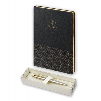 Подарочный набор: Шариковая ручка Parker Jotter Russia SE, цвет: St. Steel GT и Ежедневник  недатированный, чёрный