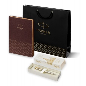 Подарочный набор: Шариковая ручка Parker Jotter Russia SE, цвет: St. Steel GT и Ежедневник  недатированный, коричневый
