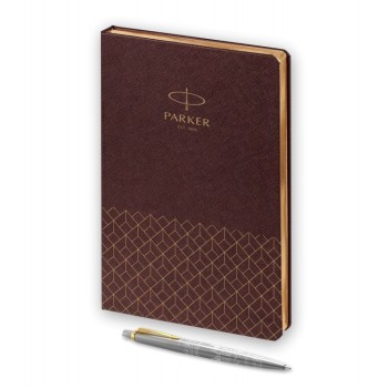 Подарочный набор: Шариковая ручка Parker Jotter Russia SE, цвет: St. Steel GT и Ежедневник  недатированный, коричневый