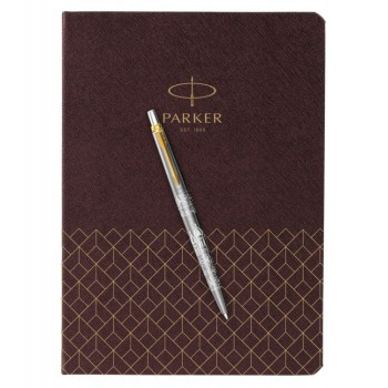 Подарочный набор: Шариковая ручка Parker Jotter Russia SE, цвет: St. Steel GT и Ежедневник  недатированный, коричневый