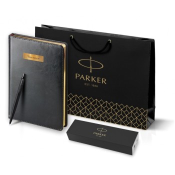 Подарочный набор: Шариковая ручка Parker  Jotter XL SE20 Monochrome в подарочной упаковке, цвет: Black, стержень: Mblue и Ежедневник черный недатирова
