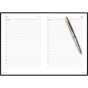 Подарочный набор: Шариковая ручка Parker Jotter Russia Steel GT и Ежедневник недатированный черный золотой срез