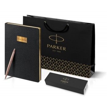 Подарочный набор: Jotter XL SE20 Monochrome в подарочной упаковке, цвет: Pink Gold, стержень Mblue и Ежедневник недатированный черный с золотис