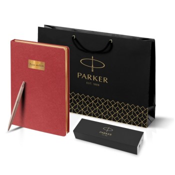 Подарочный набор: Jotter XL SE20 Monochrome в подарочной упаковке, цвет: Pink Gold, стержень Mblue и Ежедневник недатированный красный