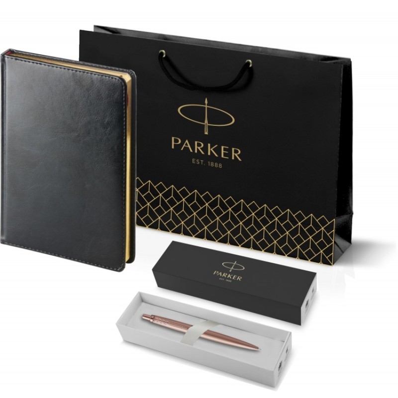 Подарочный набор: Jotter XL SE20 Monochrome в подарочной упаковке, цвет: Pink Gold, стержень Mblue и Ежедневник черный недатированный