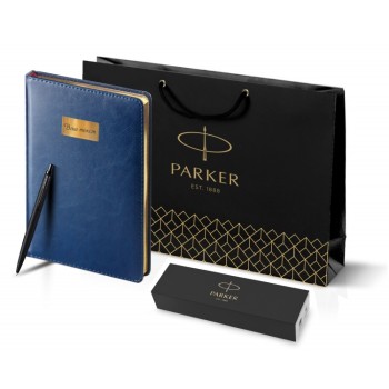 Подарочный набор: Шариковая ручка Parker  Jotter XL SE20 Monochrome в подарочной упаковке, цвет: Black, стержень: Mblue и Ежедневник синий недатирован